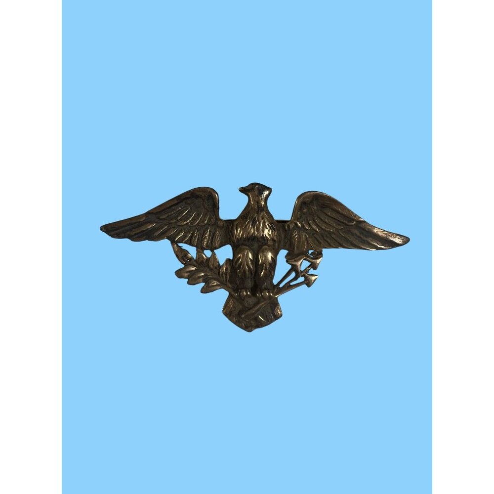 Vintage Sterling Silver Eagle Pin Brooch Brass Tone Patina